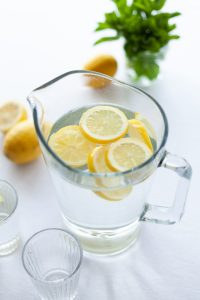 water jug with lemon